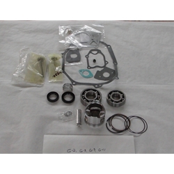 The Yamaha Engine Rebuild Kit G14 1994-95, featuring an array of mechanical components such as gaskets, bearings, and seals, is showcased on a white surface.