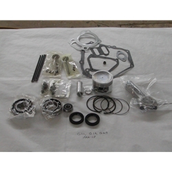 The Yamaha Engine Rebuild Kit G11-G20 is displayed, showcasing a variety of motorcycle engine parts and gaskets on a surface.